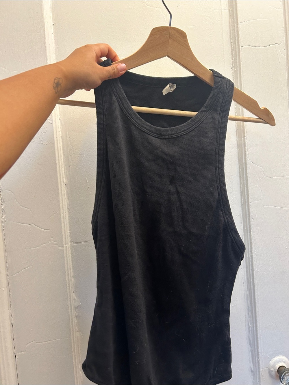 Free People Black Women's Ribbed Tank Top - bodysuit Sleeveless